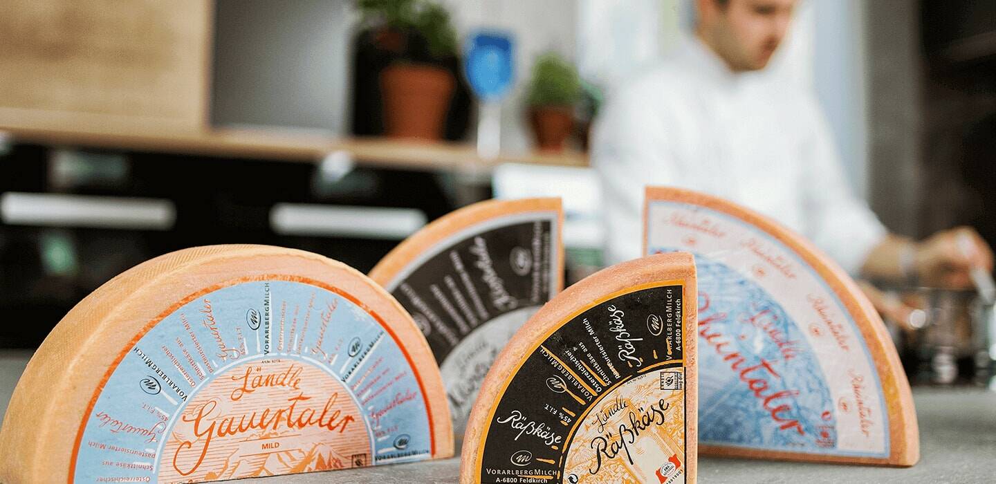 Übersicht Käse, Vorarlberg Milch Übersicht Käse, Vorarlberg Milch